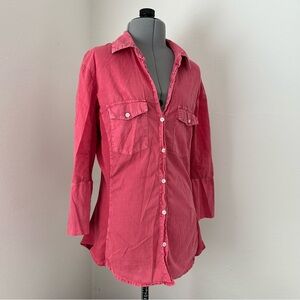 James Perse Sheer Side Slub Button-Up Shirt / Blouse Size 3